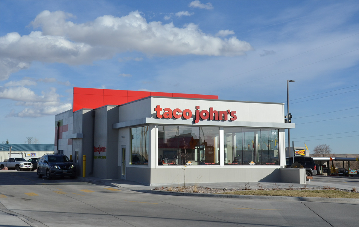 Exterior image of a Taco John's location