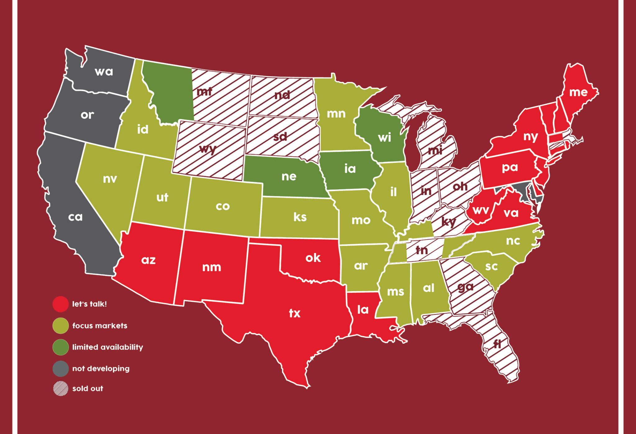 Bring a franchise to market and expand Taco John’s territory.